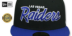 Raiders NFL TEAM-SCRIPT Black-Royal Fitted Hat by New Era - 2nd View