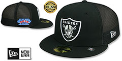 Raiders SB XVIII MESH-BACK SIDE-PATCH Black-Black Fitted Hat by New Era - 2nd View