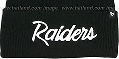 Raiders TEAM-SCRIPT Black-White Knit Beanie Hat by Twins 47 Brand - 2nd View