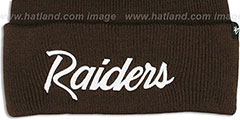 Raiders TEAM-SCRIPT Brown-White Knit Beanie Hat by Twins 47 Brand - 2nd View