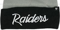 Raiders TEAM-SCRIPT Grey-Black Knit Beanie Hat by Twins 47 Brand - 2nd View