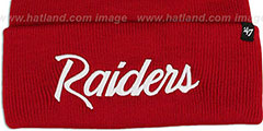 Raiders TEAM-SCRIPT Red-White Knit Beanie Hat by Twins 47 Brand - 2nd View