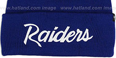 Raiders TEAM-SCRIPT Royal-White Knit Beanie Hat by Twins 47 Brand - 2nd View