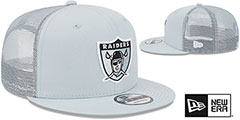 Raiders THROWBACK TEAM-BASIC TRUCKER SNAPBACK Grey Hat by New Era - 2nd View