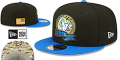 Rams 2022 SALUTE-TO-SERVICE SNAPBACK Black-Royal Hat by New Era - 2nd View