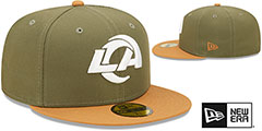 Rams 2T COLOR PACK Olive-Tan Fitted Hat by New Era - 2nd View