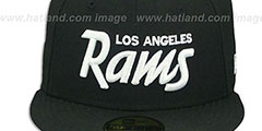 Rams SCRIPT TEAM-BASIC Black-White Fitted Hat by New Era - 2nd View