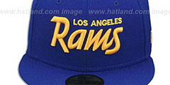 Rams SCRIPT TEAM-BASIC Royal-Gold Fitted Hat by New Era - 2nd View