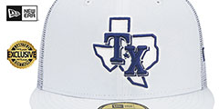 Rangers BATTING PRACTICE TRUCKER White Fitted Hat by New Era - 2nd View