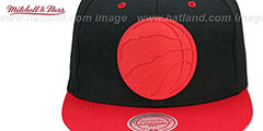 Raptors XL RUBBER WELD SNAPBACK Black-Red Adjustable Hat by Mitchell and Ness - 2nd View