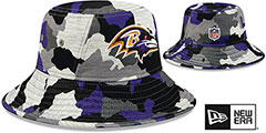 Ravens 2022 CAMO NFL TRAINING CAMP BUCKET Hat by New Era - 2nd View