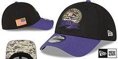 Ravens 2022 SALUTE-TO-SERVICE FLEX Black-Purple Hat by New Era - 2nd View