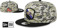 Ravens 2023 SALUTE-TO-SERVICE SNAPBACK Camo-Black Hat by New Era - 2nd View