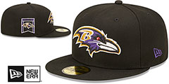 Ravens BANNER SIDE-PATCH Black Fitted Hat by New Era - 2nd View