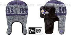 Ravens FROSTWORK TRAPPER Purple Knit Hat by New Era - 2nd View