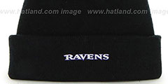 Ravens POMPOM CUFF Black Knit Beanie Hat by Twins 47 Brand - 2nd View