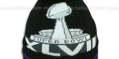 Ravens SUPER BOWL XLVII Black Knit Beanie Hat by New Era - 2nd View