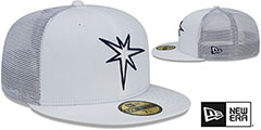 Rays BATTING PRACTICE TRUCKER White Fitted Hat by New Era - 2nd View