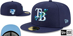 Rays LOGO BLOOM SIDE-PATCH Navy-Sky Fitted Hat by New Era - 2nd View