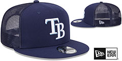 Rays TEAM-BASIC TRUCKER SNAPBACK Navy Hat by New Era - 2nd View