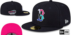 Red Sox 2004 WS POLAR LIGHTS Navy-Pink Fitted Hat by New Era - 2nd View