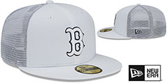 Red Sox BATTING PRACTICE TRUCKER White Fitted Hat by New Era - 2nd View