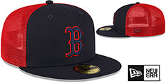 Red Sox 2T BATTING PRACTICE TRUCKER Navy-Red Fitted Hat by New Era - 2nd View