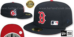 Red Sox 8X WORLD SERIES CHAMPS RED-BOTTOM Navy Fitted Hat by New Era - 2nd View