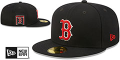 Red Sox BANNER SIDE-PATCH Navy Fitted Hat by New Era - 2nd View