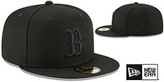 Red Sox BLACKOUT Fitted Hat by New Era - 2nd View