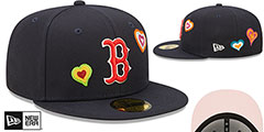 Red Sox CHAIN STITCH HEARTS Navy Fitted Hat by New Era - 2nd View