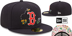 Red Sox FLORAL WATERCOLORS Navy Fitted Hat by New Era - 2nd View