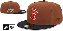 Red Sox HARVEST SIDE-PATCH Brown-Navy Fitted Hat by New Era - 2nd View