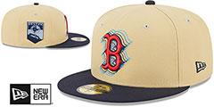 Red Sox ILLUSION SIDE-PATCH Gold-Navy Fitted Hat by New Era - 2nd View