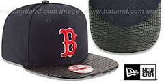 Red Sox LEATHER-RIP SNAPBACK Navy-Black Hat by New Era - 2nd View