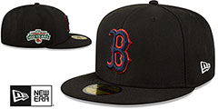 Red Sox METALLIC LOGO SIDE-PATCH Black Fitted Hat by New Era - 2nd View