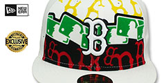 Red Sox RASTA LAYERED White Fitted Hat by New Era - 2nd View