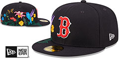 Red Sox SIDE-BLOOM Navy Fitted Hat by New Era - 2nd View