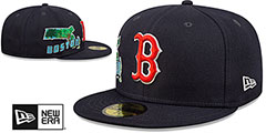 Red Sox STATEVIEW Navy Fitted Hat by New Era - 2nd View