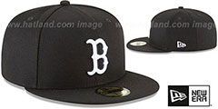 Red Sox TEAM-BASIC Black-White Fitted Hat by New Era - 2nd View