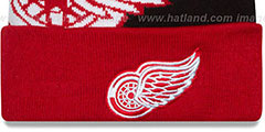 Red Wings LOGO WHIZ Black-Red Knit Beanie Hat by New Era - 2nd View