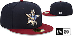 RoughRiders MILB MARVEL DEFENDERS Navy-Burgundy Fitted Hat by New Era - 2nd View