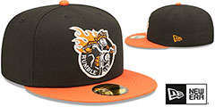 Rumble Ponies THEME NIGHT Black-Orange Fitted Hat by New Era - 2nd View