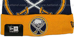 Sabres LOGO WHIZ Navy-Gold Knit Beanie Hat by New Era - 2nd View