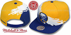 Sabres PAINTBRUSH SNAPBACK Gold-White-Royal Hat by Mitchell and Ness - 2nd View