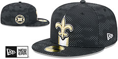 Saints 2024 NFL SIDELINE Black Fitted Hat by New Era - 2nd View