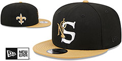 Saints NFL LIGATURE SNAPBACK Black-Gold Hat by New Era - 2nd View