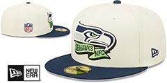 Seahawks 2022 NFL SIDELINE Cream-Navy Fitted Hat by New Era - 2nd View