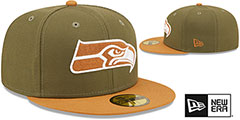 Seahawks 2T COLOR PACK Olive-Tan Fitted Hat by New Era - 2nd View