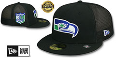 Seahawks 30TH MESH-BACK SIDE-PATCH Black-Black Fitted Hat by New Era - 2nd View